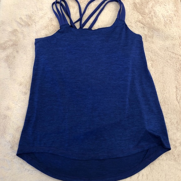 Prana Tops - Prana Blue Criss Ross Work Out Tank with Cowl Detail in the Back, Size M